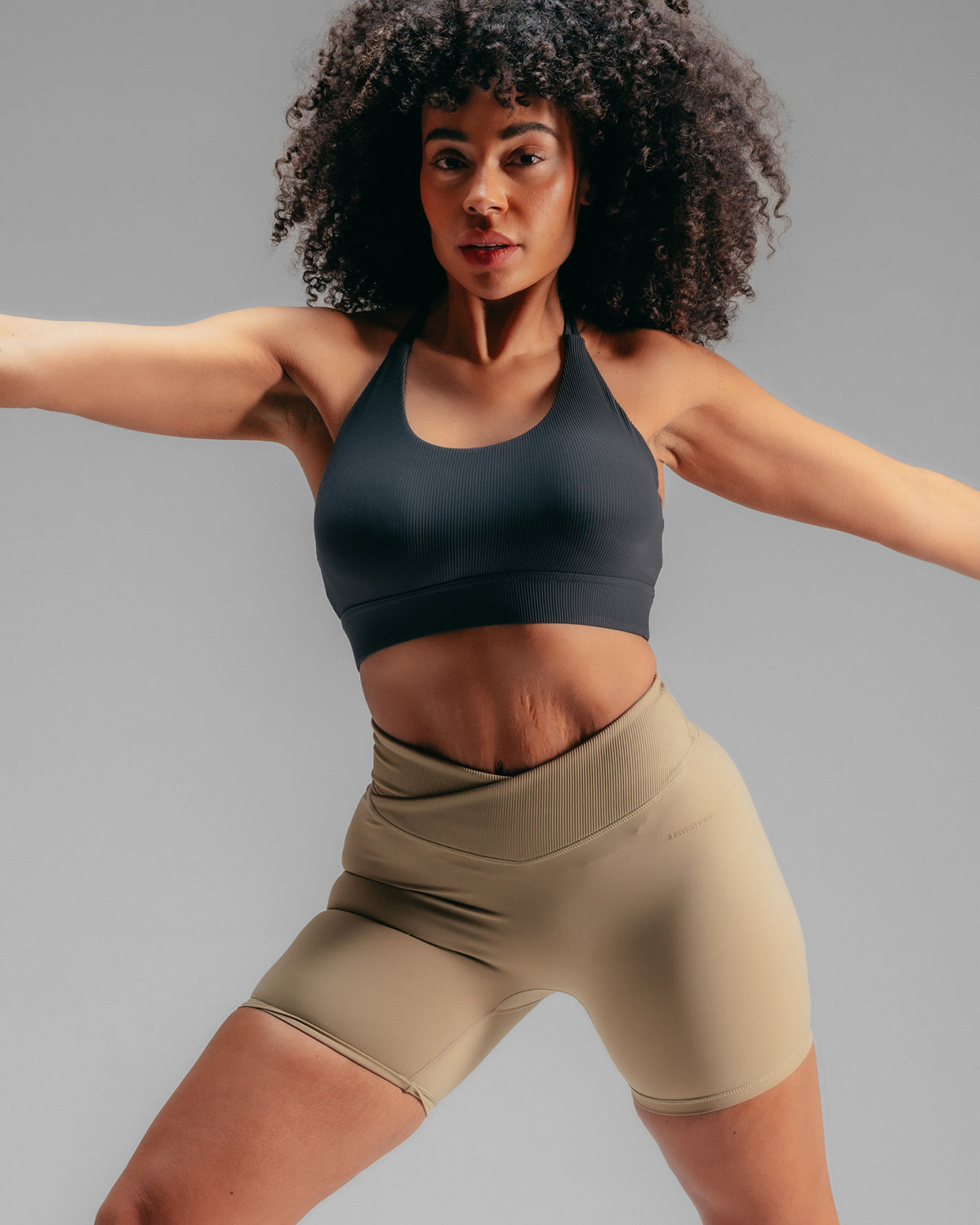 Strappy Rib Bra - Black