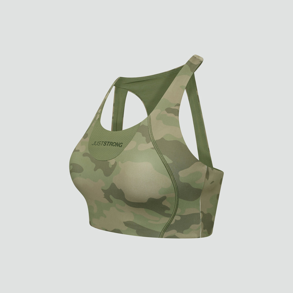 Vertex Camo Multi Strap Sports Bra - Military Green