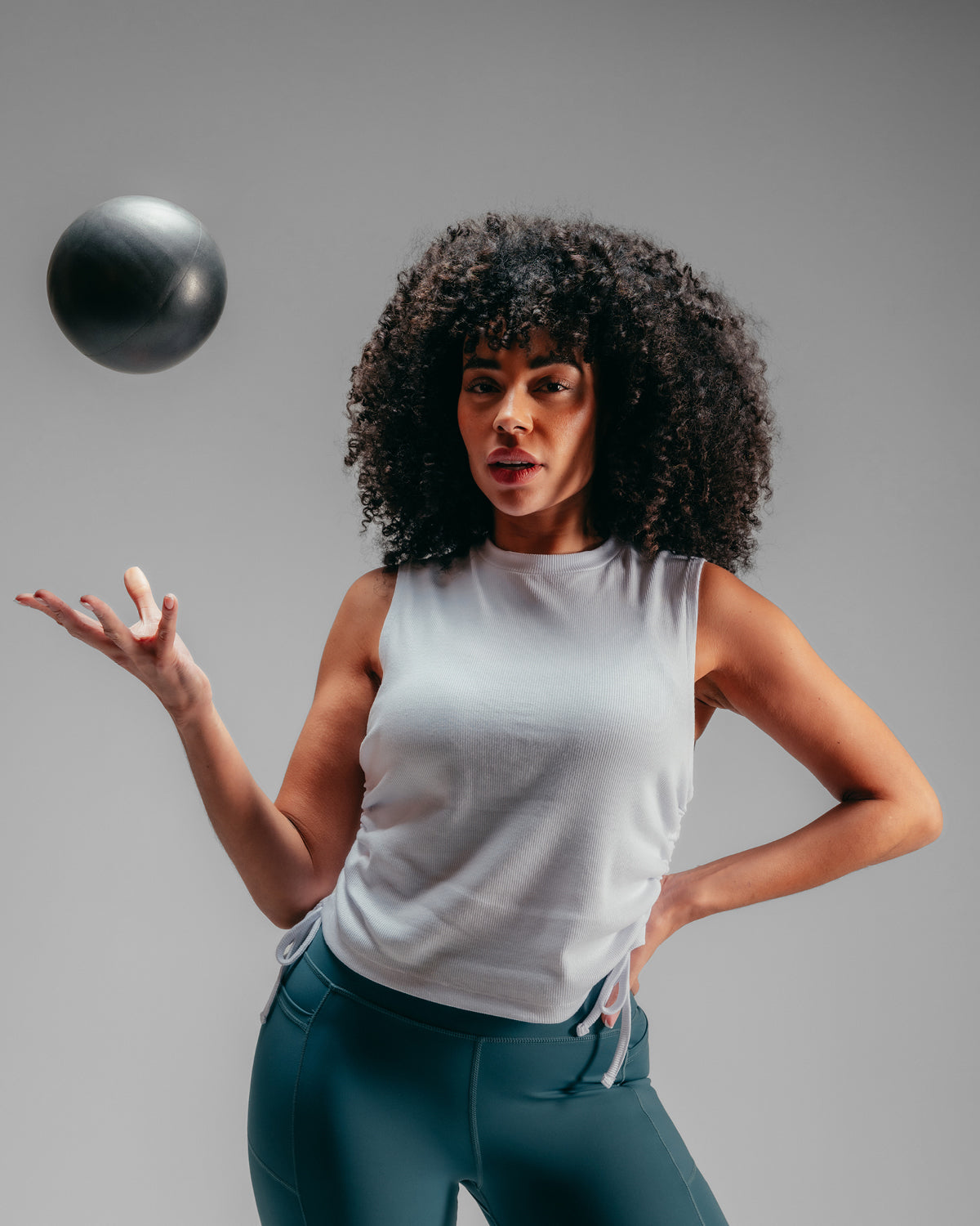 Cropped Ruched Vest - White