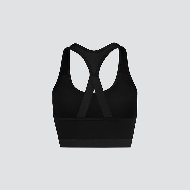 Deep Black Motion Emblem Sports Bra