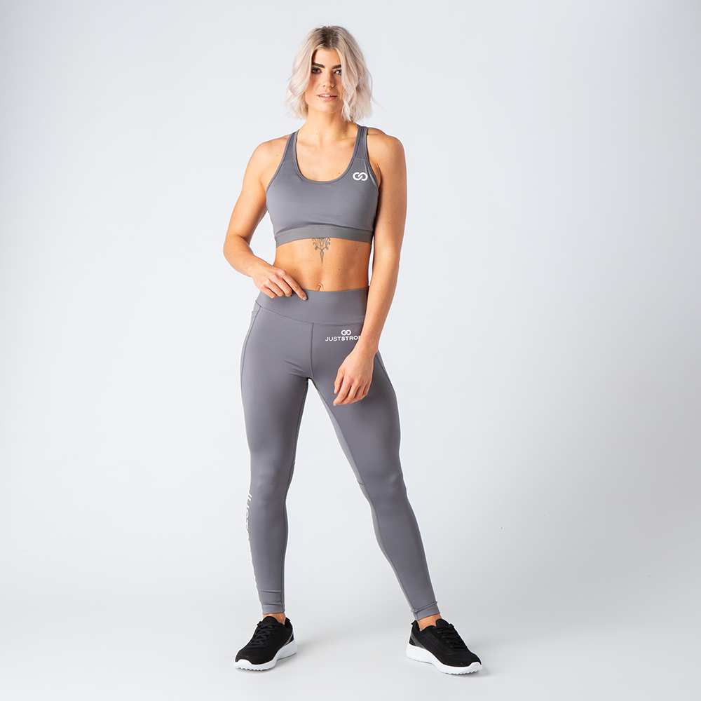 Grey Motion Emblem Sports Bra