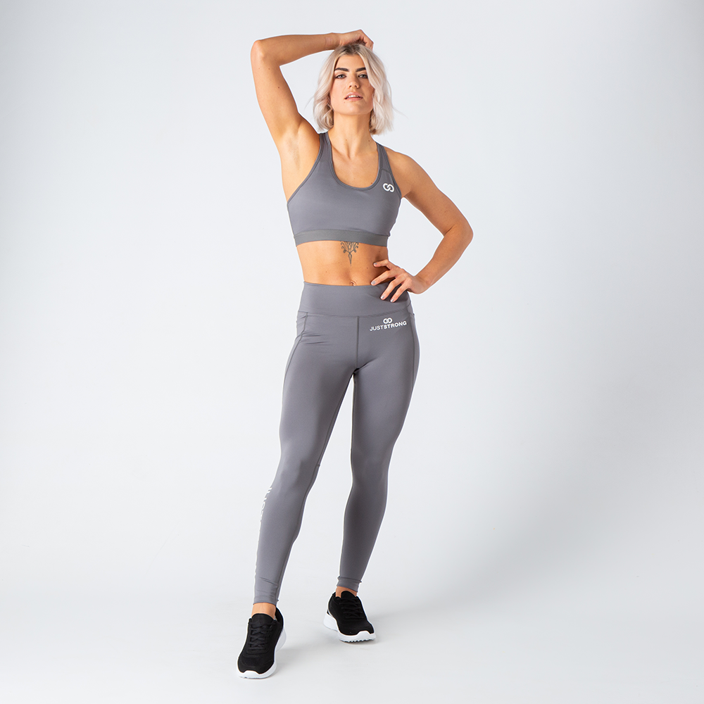 Grey Motion Emblem Sports Bra